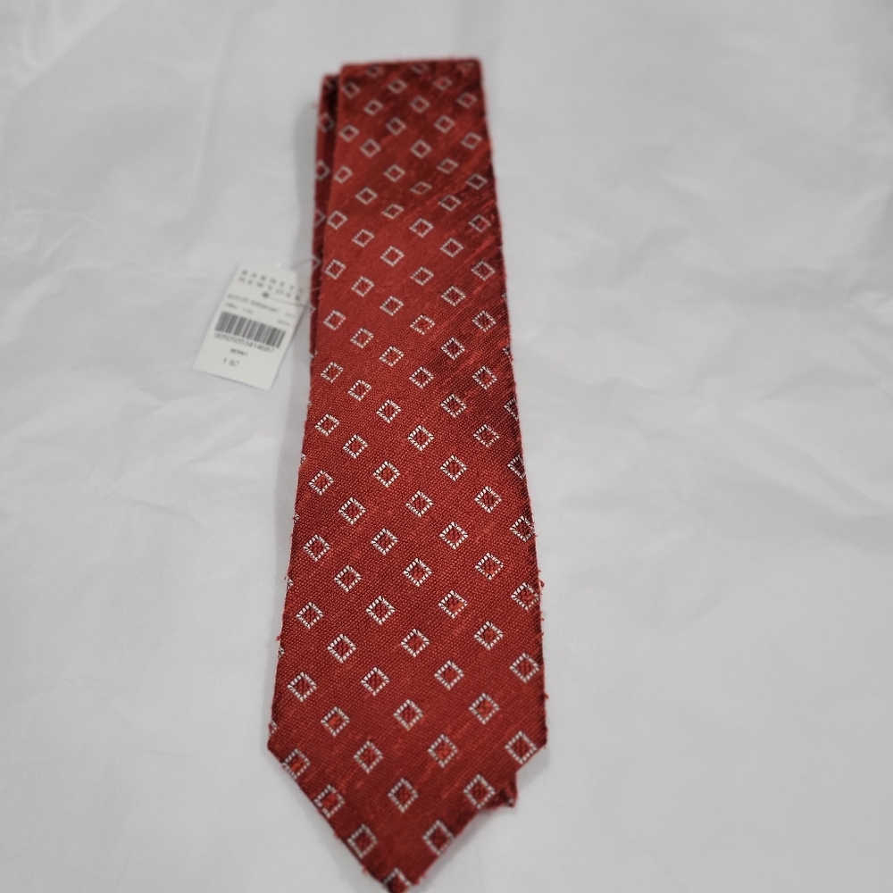 Kiton Men's Medallion Silk Red 7 fold Tie